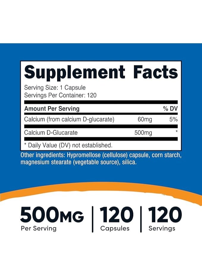 Nutricost, Calcium D-Glucarate, 500 mg, 120 Capsules - Image 2